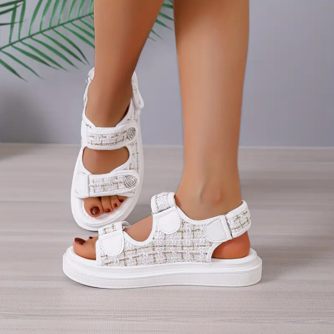 Sandalen Damen – Modische Plateau-Sandalen mit Karomuster und Komfort