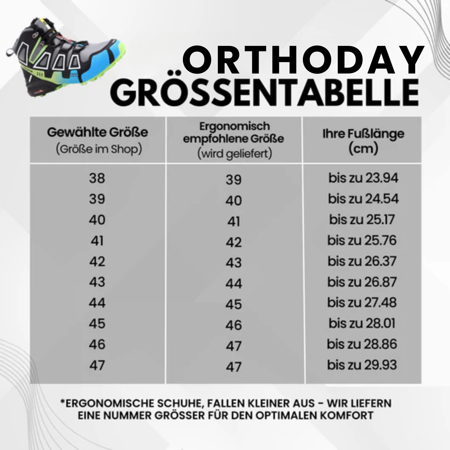 OrthoDay Pro - ergonomische schmerzlindernde - Wanderschuhe für Herbst und Winter